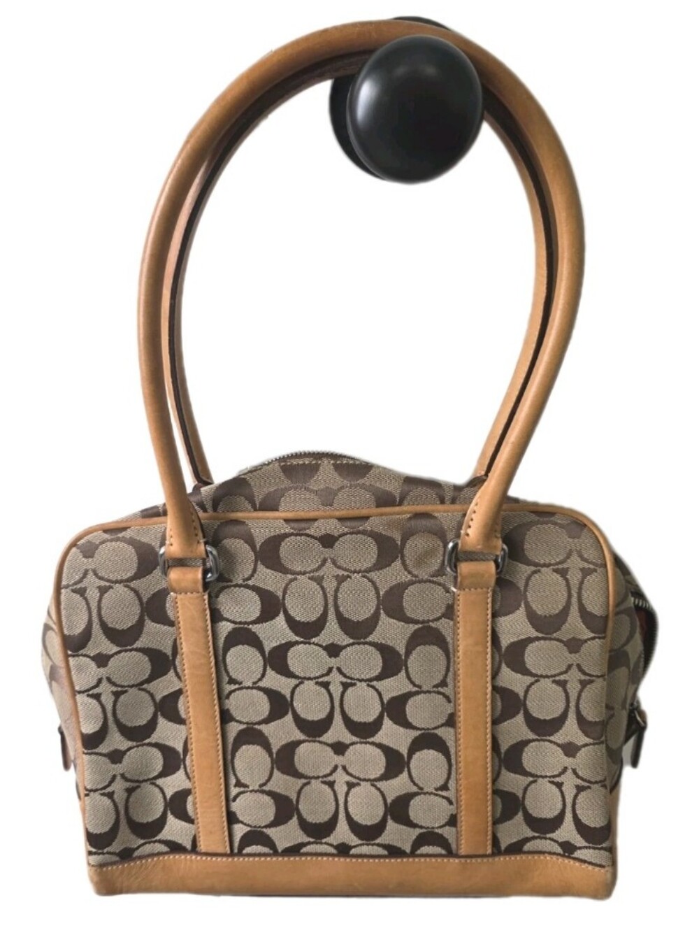 Coach Signature Tan Canvas Shoulder Handbag 6097 Leather Trim Vintage Authentic - Picture 13 of 13